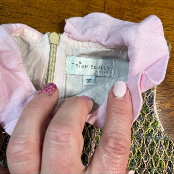 Trish Scully Child smocked paisley pink green dress size 3T - Picture 4 of 5